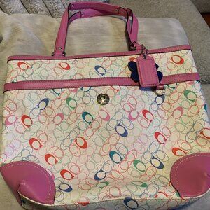 White Coach with Signature Pattern Bag